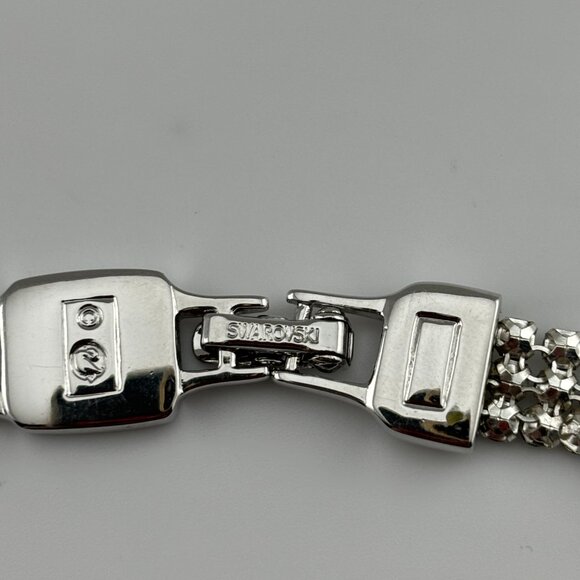 Vintage Signed Swan Swarovski Crystal Tennis Bracelet - Picture 3 of 5